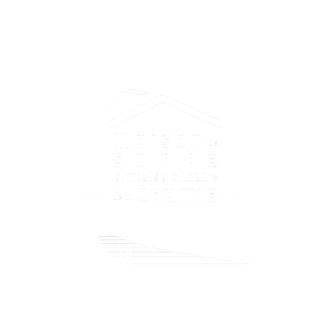 Logo blanc sur fond trasnparent de la Maison de Santé Pluridisciplinaire de la Charme à Rupt-sur-Moselle